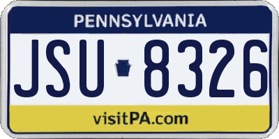PA license plate JSU8326