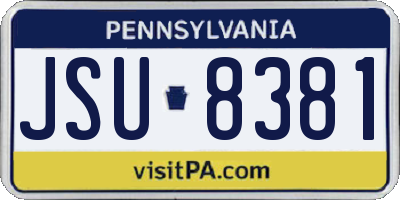 PA license plate JSU8381