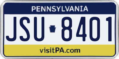 PA license plate JSU8401