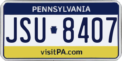 PA license plate JSU8407