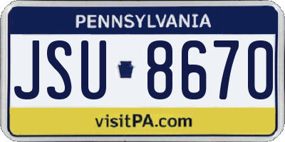 PA license plate JSU8670