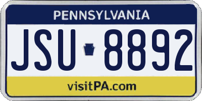 PA license plate JSU8892