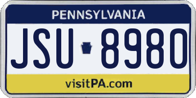 PA license plate JSU8980