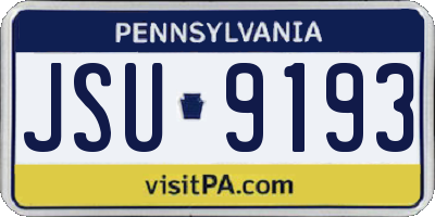 PA license plate JSU9193