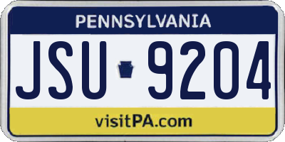 PA license plate JSU9204