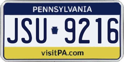 PA license plate JSU9216