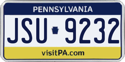 PA license plate JSU9232