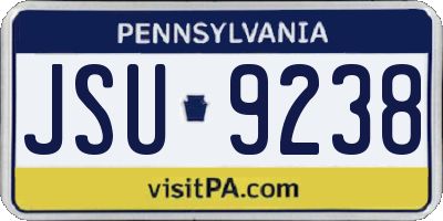PA license plate JSU9238