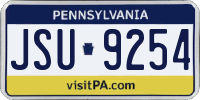 PA license plate JSU9254