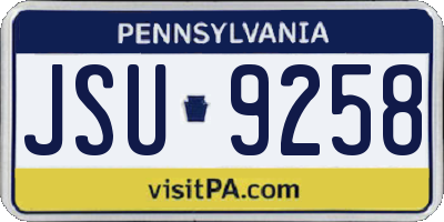 PA license plate JSU9258