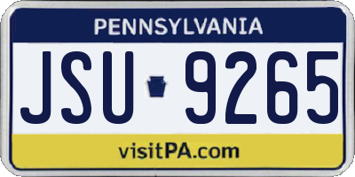 PA license plate JSU9265