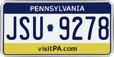 PA license plate JSU9278