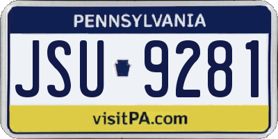 PA license plate JSU9281
