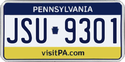 PA license plate JSU9301