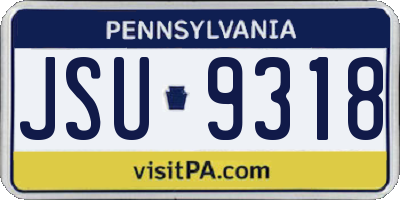 PA license plate JSU9318