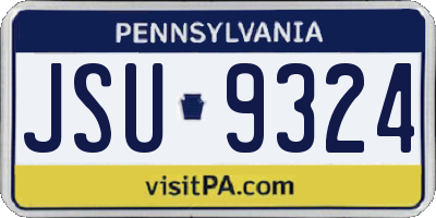 PA license plate JSU9324