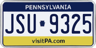 PA license plate JSU9325
