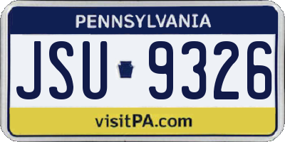 PA license plate JSU9326