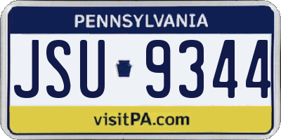 PA license plate JSU9344