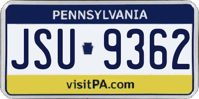 PA license plate JSU9362