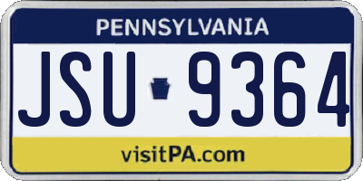 PA license plate JSU9364