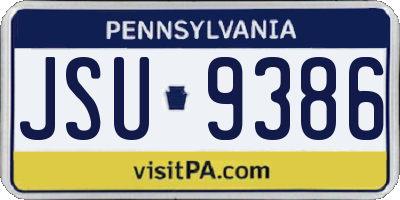 PA license plate JSU9386