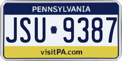 PA license plate JSU9387