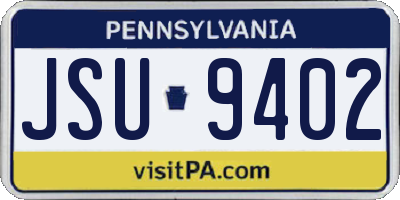 PA license plate JSU9402