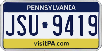 PA license plate JSU9419
