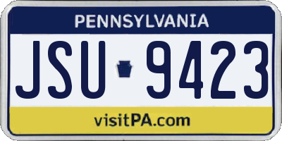 PA license plate JSU9423