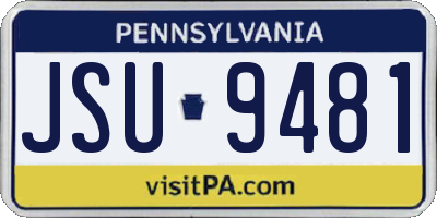 PA license plate JSU9481