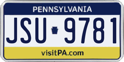 PA license plate JSU9781