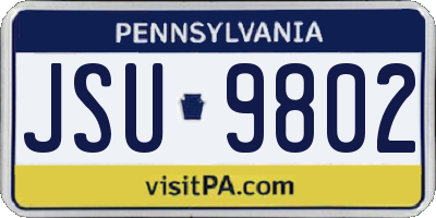 PA license plate JSU9802