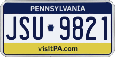 PA license plate JSU9821