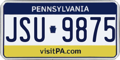 PA license plate JSU9875