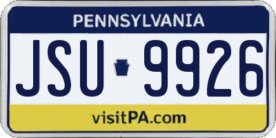 PA license plate JSU9926