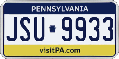 PA license plate JSU9933