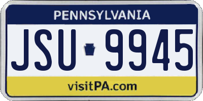 PA license plate JSU9945