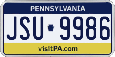PA license plate JSU9986