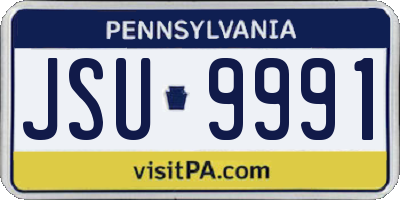 PA license plate JSU9991