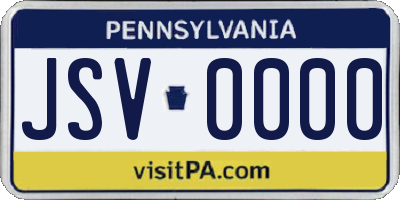 PA license plate JSV0000