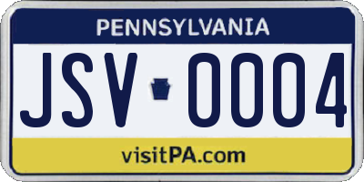 PA license plate JSV0004