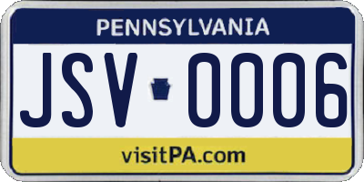 PA license plate JSV0006