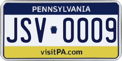 PA license plate JSV0009