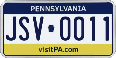 PA license plate JSV0011