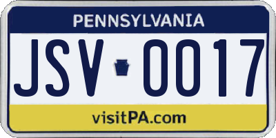 PA license plate JSV0017
