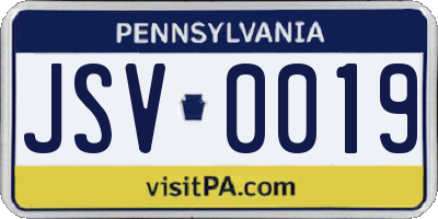 PA license plate JSV0019