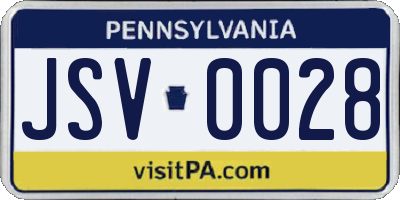 PA license plate JSV0028