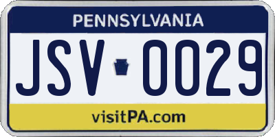 PA license plate JSV0029