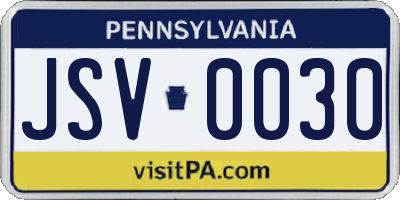 PA license plate JSV0030